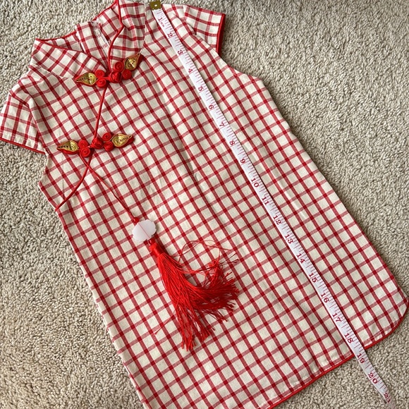 Toddler Girl Dress Chinese Asian Qipao Plaid/Floral - Picture 4 of 5